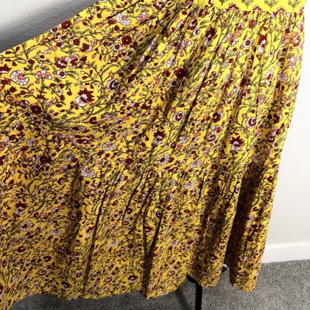 Gulab Chand Jaipur India Size M Boho Cottage Hand Block Printed Midi Dress - Picture 5 of 10